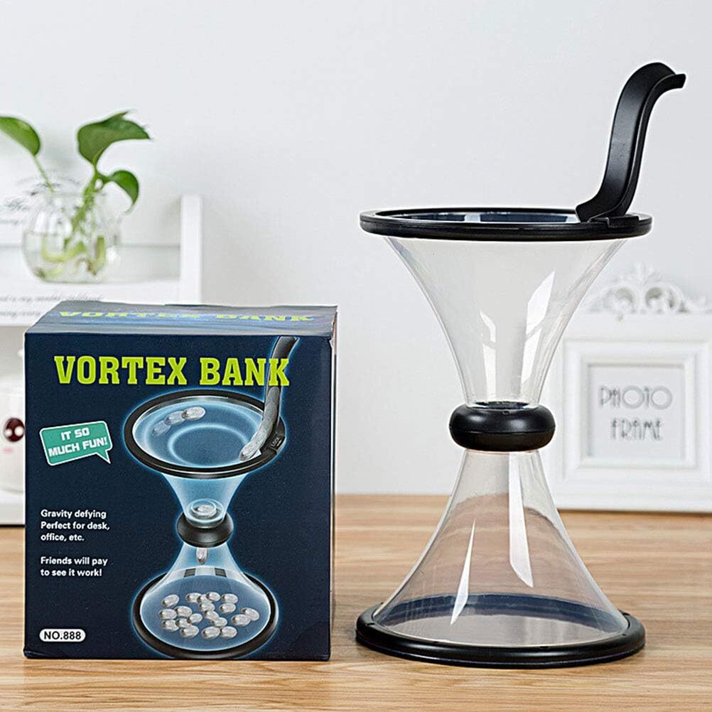 Large Spinning Vortex Piggy Bank Gravity Coin Collector Money Box for Cash Savings