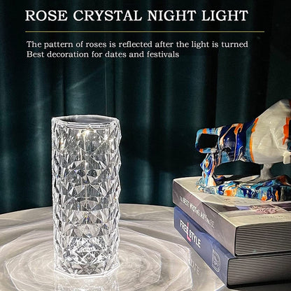 Rose Diamond Crystal LED Touch Sensor Night Light for Bedroom Decor