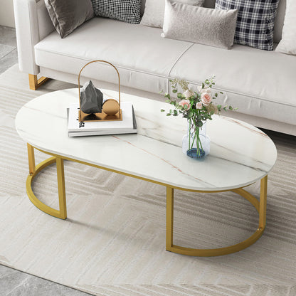 Luxor Designer Marble Look Coffee Table White