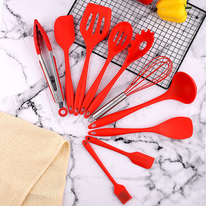 10PC Silicone Kitchen Utensil Set Non-Stick Heat Resistant Cooking Tools Red