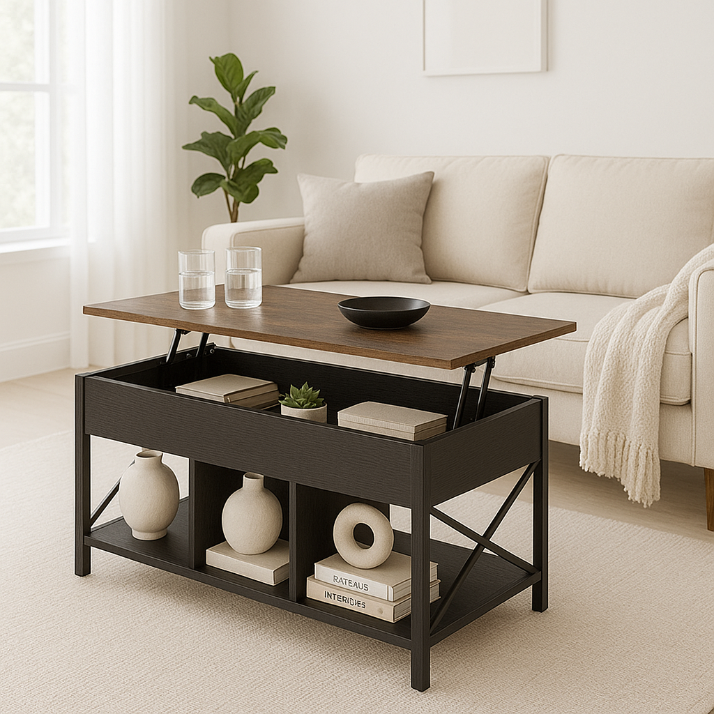 Multifunction Lift Top Coffee Table with Storage Shelf Organizer