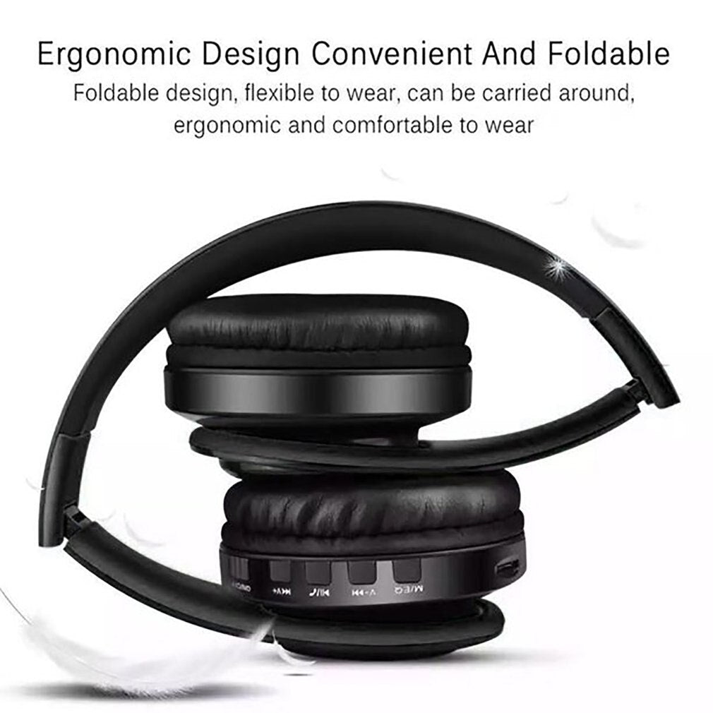 3D Stereo Noise Reduction Bluetooth Wireless Headphones Black