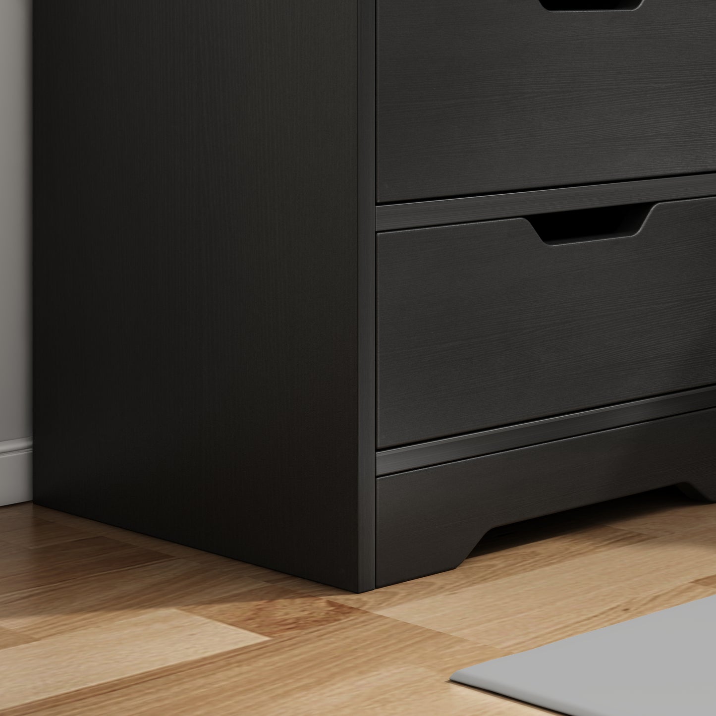 Elegant Tall 2-Drawer Bedside Table with Drawers and Shelves Black