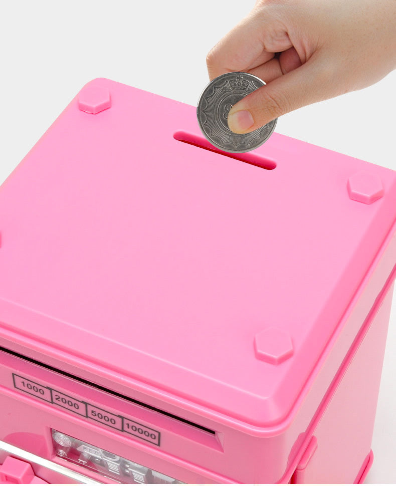 Secure Digital Kids ATM Piggy Bank Safe Money Saving Box with Electronic Lock Pink