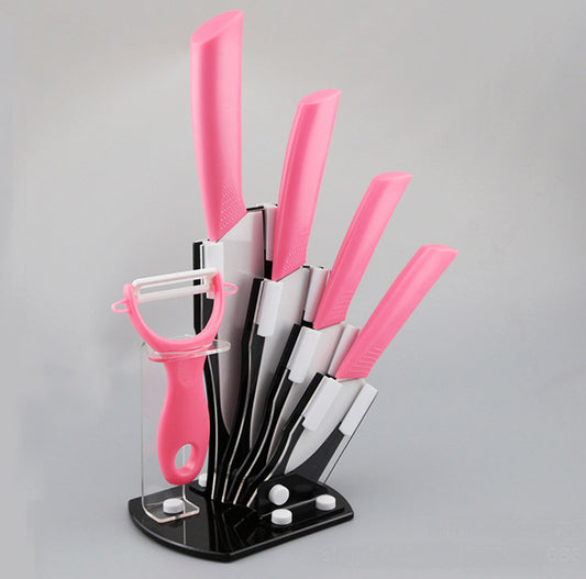 6 Piece Ultra Sharp Ceramic Knife Set for Kitchen Pink