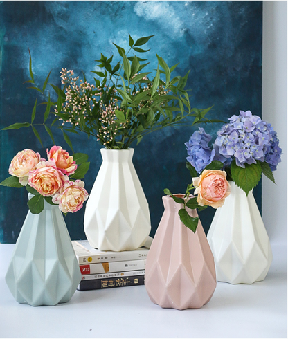 Elegant Ceramic Look Plastic Flower Vase White