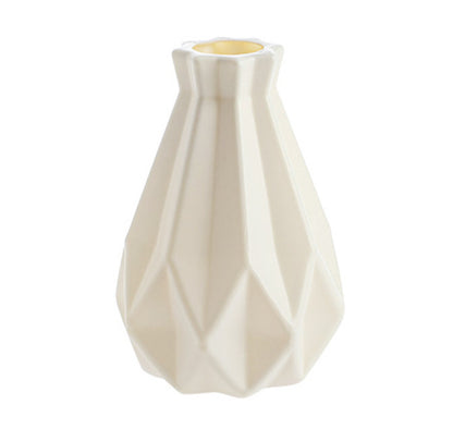 Elegant Ceramic Look Plastic Flower Vase White