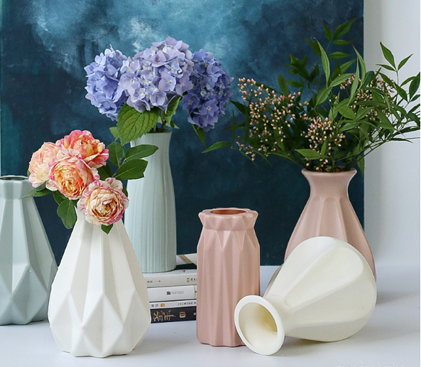 Elegant Ceramic Look Plastic Flower Vase White