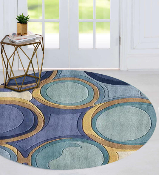 Modern Infinity Round Rug Stylish Design Easy-Care Carpet Mat