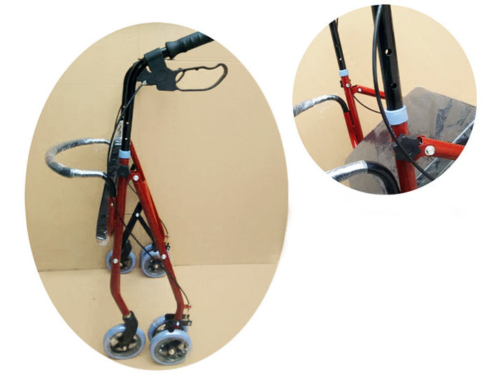 Senior 6-Wheel Foldable Rollator Walker with Seat for Mobility Aid