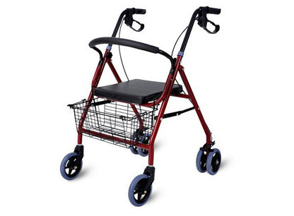 Senior 6-Wheel Foldable Rollator Walker with Seat for Mobility Aid