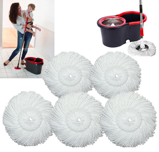 Pack of 5 Microfiber Spin Mop Heads for Efficient Cleaning