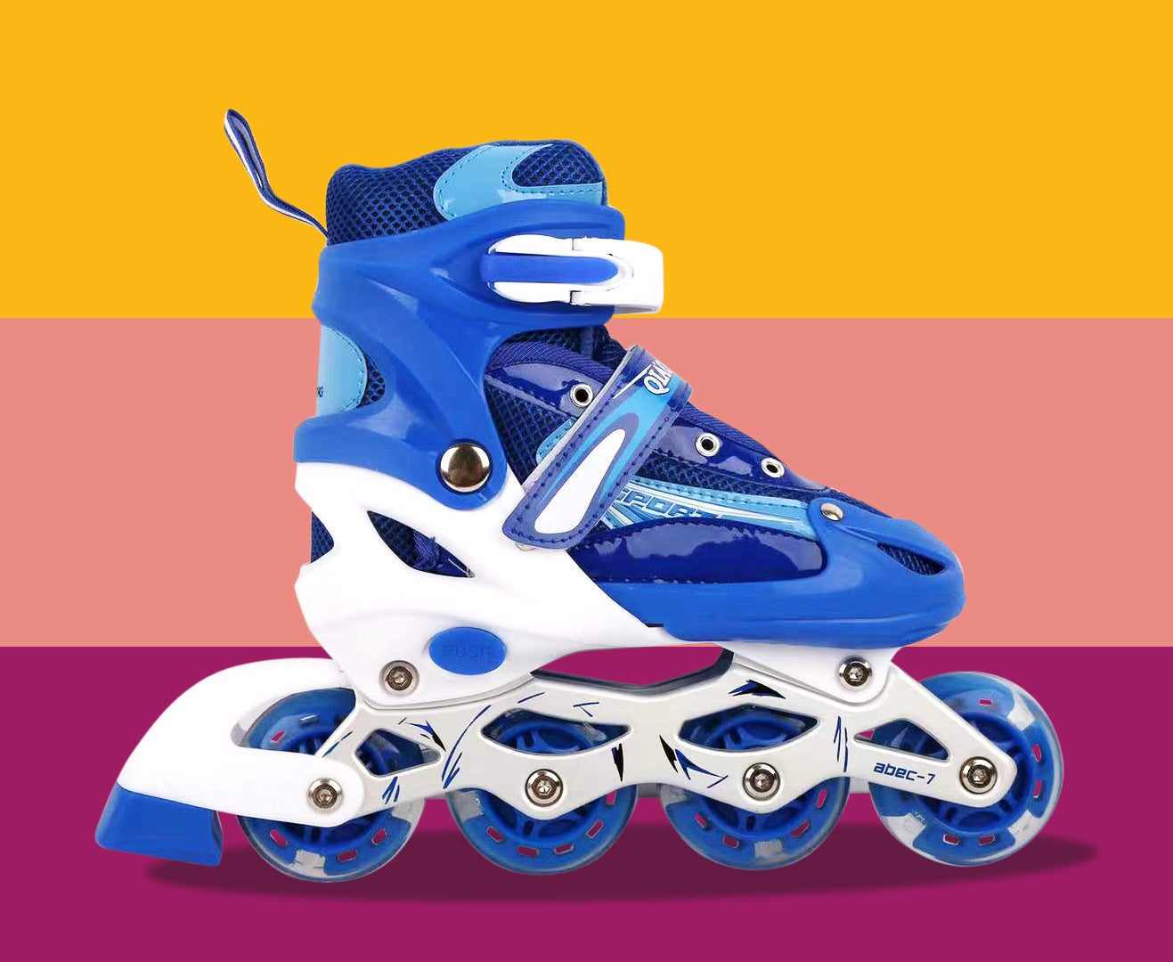 Adjustable Roller Blades Inline Skates Blue Size L