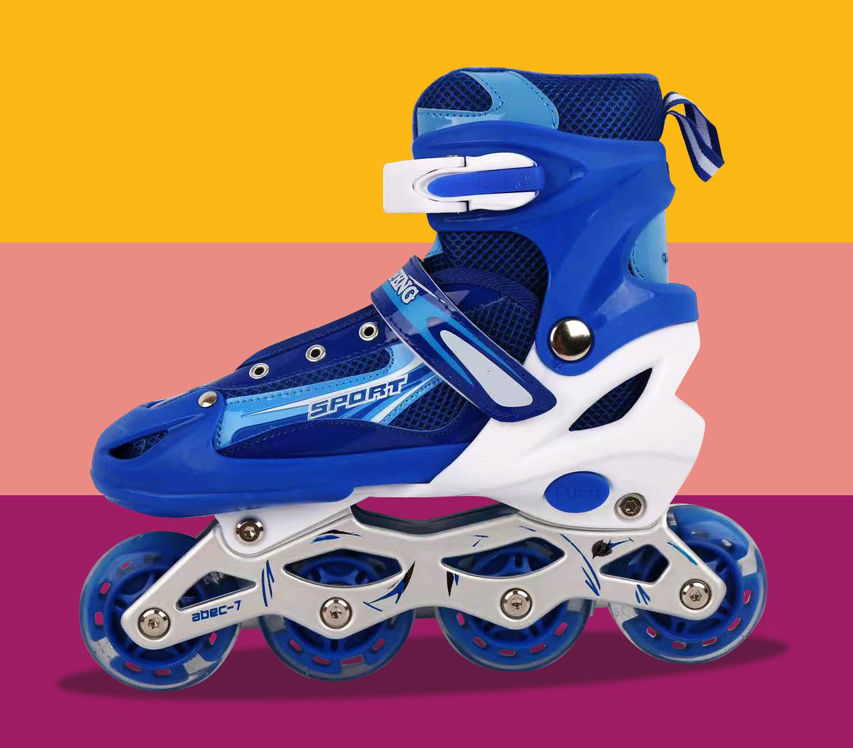 Adjustable Roller Blades Inline Skates Blue Size L