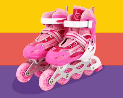 Adjustable Roller Blades Inline Skates Pink Size L