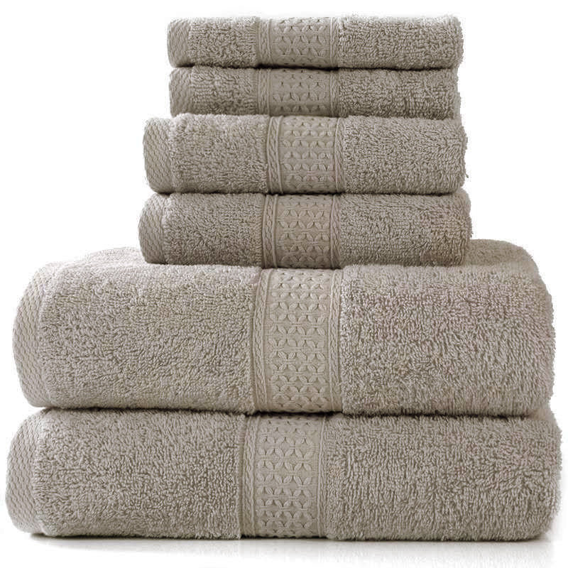 3-Piece Deluxe Cotton Towels Set Soft Absorbent Bath Hand Face Washer Taupe