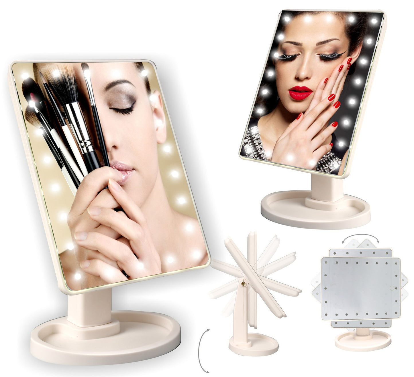 22 LED Makeup Mirror with 360 Degree Rotation for Perfect Lighting