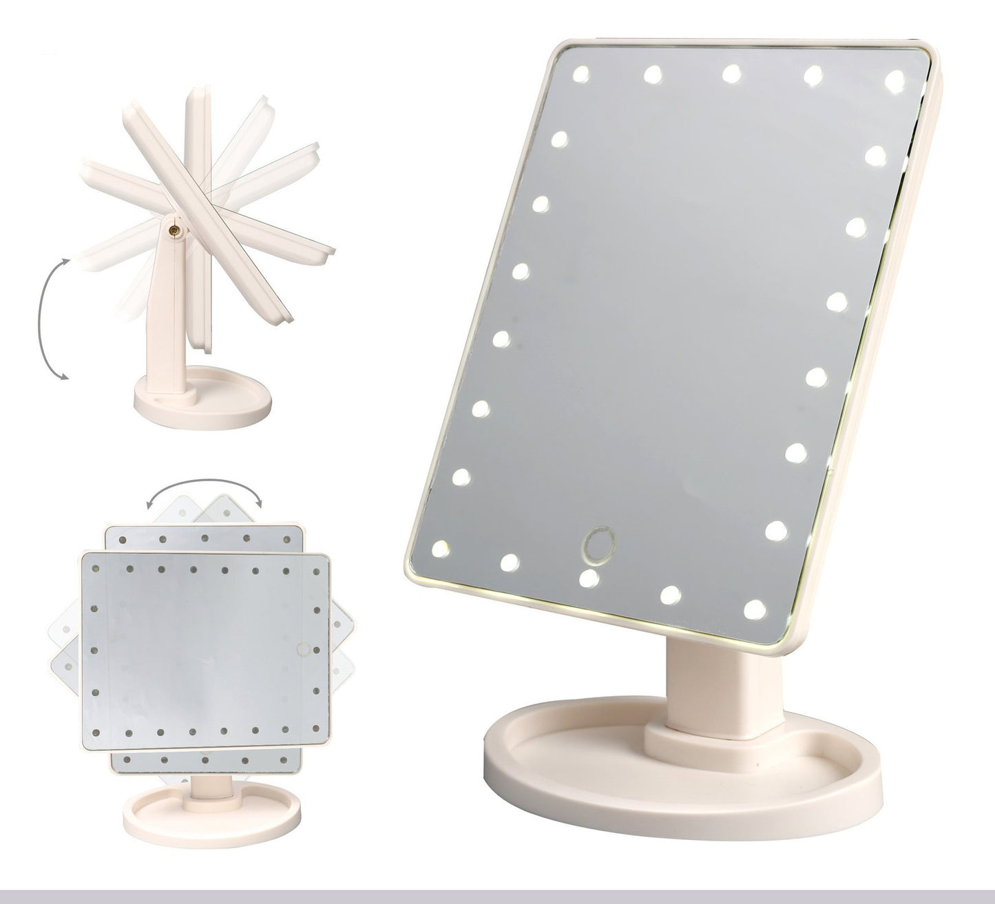 22 LED Makeup Mirror with 360 Degree Rotation for Perfect Lighting