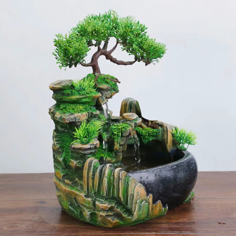 Zen Waterfall Fountain Bonsai Tree Indoor Water Feature Ornament