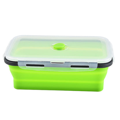 Pack of 4 Collapsible Silicone Food Storage Containers with Airtight Lid Green