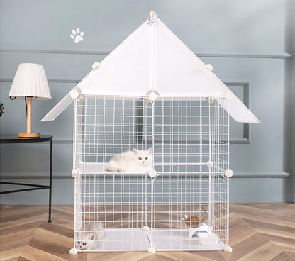 Spacious Metal Wire Cat Cage Detachable Playpen Crate House