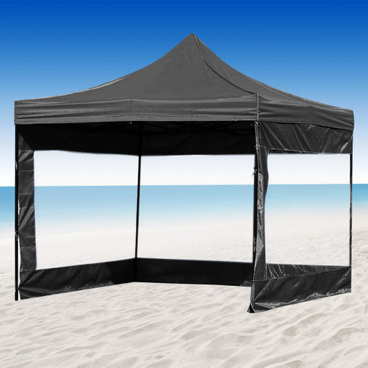 3m 3-Side Gazebo Walls Opaque Black Walls Only