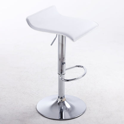 Set of 2 Modern PU Leather Kitchen Bar Stools White