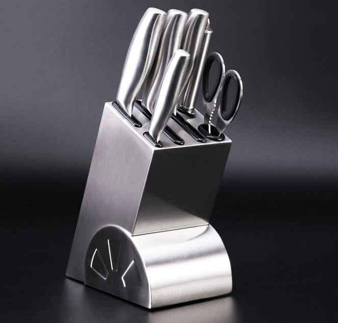 Premium Stainless Steel 7-Piece Knife Block Set for Professional Chefs