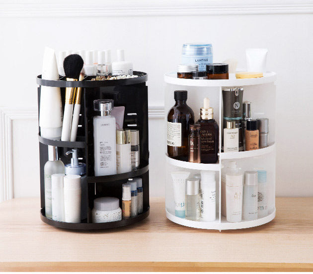 360 Degree Rotating Makeup Organizer Shelf for Jewelry and Cosmetics Black