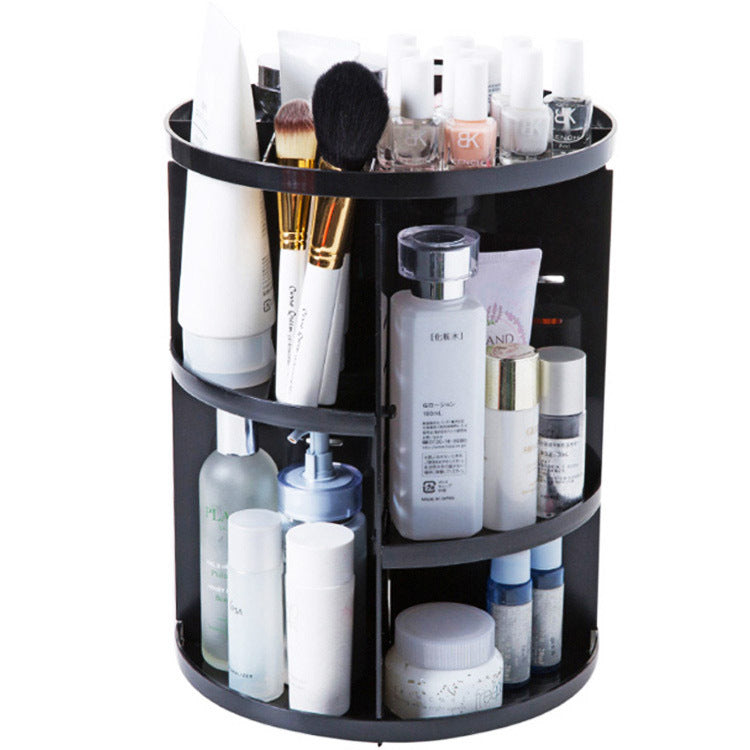 360 Degree Rotating Makeup Organizer Shelf for Jewelry and Cosmetics Black