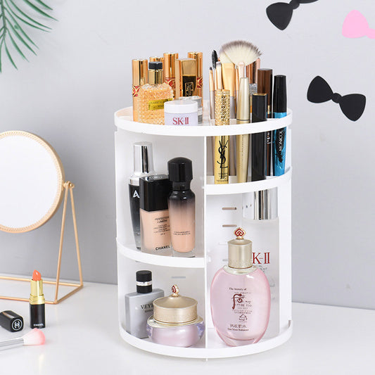 360 Degree Rotating Makeup Organizer Shelf for Jewelry and Cosmetics White