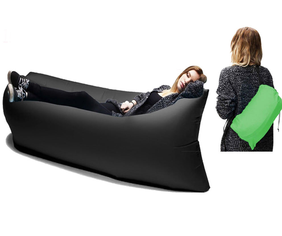 Portable Inflatable Air Sofa Lounger Lazy Couch for Outdoor Camping (Black)