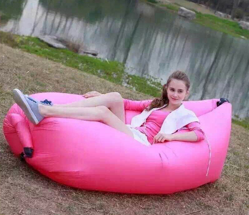 Portable Inflatable Air Sofa Lounger Lazy Couch for Outdoor Camping (Pink)