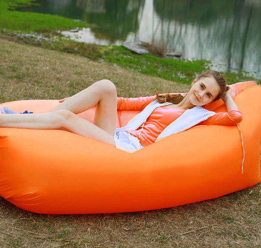 Portable Inflatable Air Sofa Lounger Lazy Couch for Outdoor Camping (Orange)