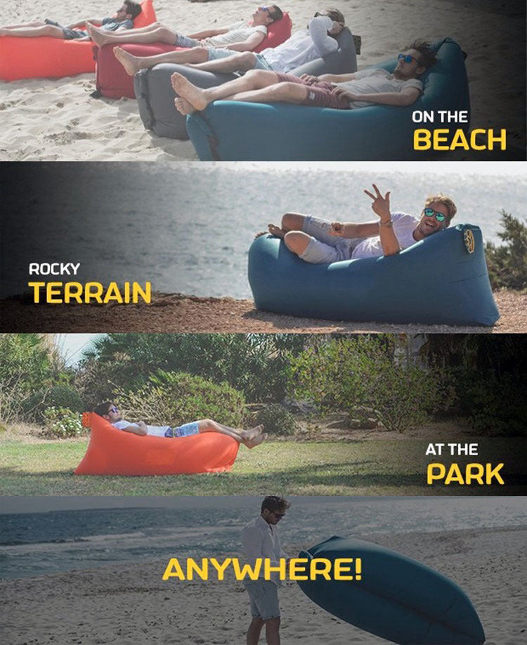 Portable Inflatable Air Sofa Lounger Lazy Couch for Outdoor Camping (Black)