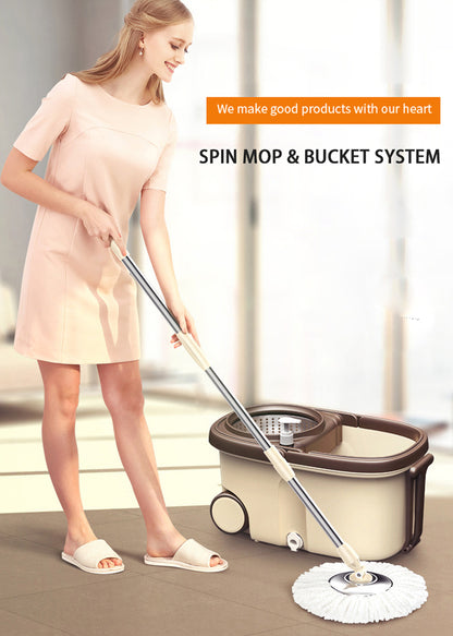 360 Degree Spin Mop Stainless Steel Bucket Kit with Wheels Best Cleaning Tool