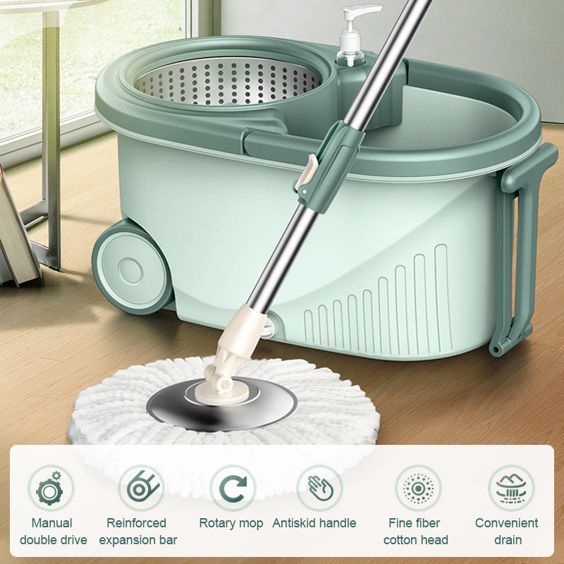 360 Degree Spin Mop Stainless Steel Bucket Kit with Wheels Mint