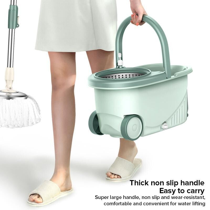 360 Degree Spin Mop Stainless Steel Bucket Kit with Wheels Mint