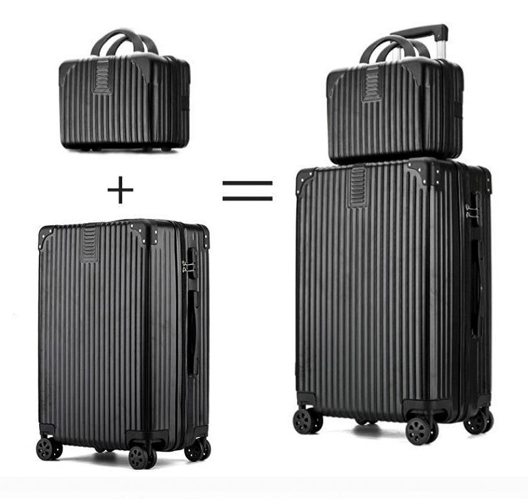 2-Piece Lightweight Cabin Carry-On Luggage Set Black