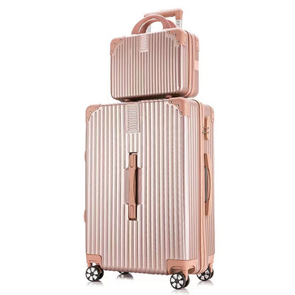 2-Piece Lightweight Spinner Cabin Luggage Set Rose Gold