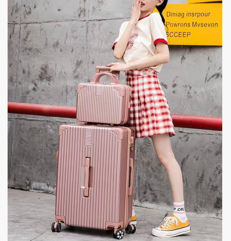 2-Piece Lightweight Spinner Cabin Luggage Set Rose Gold