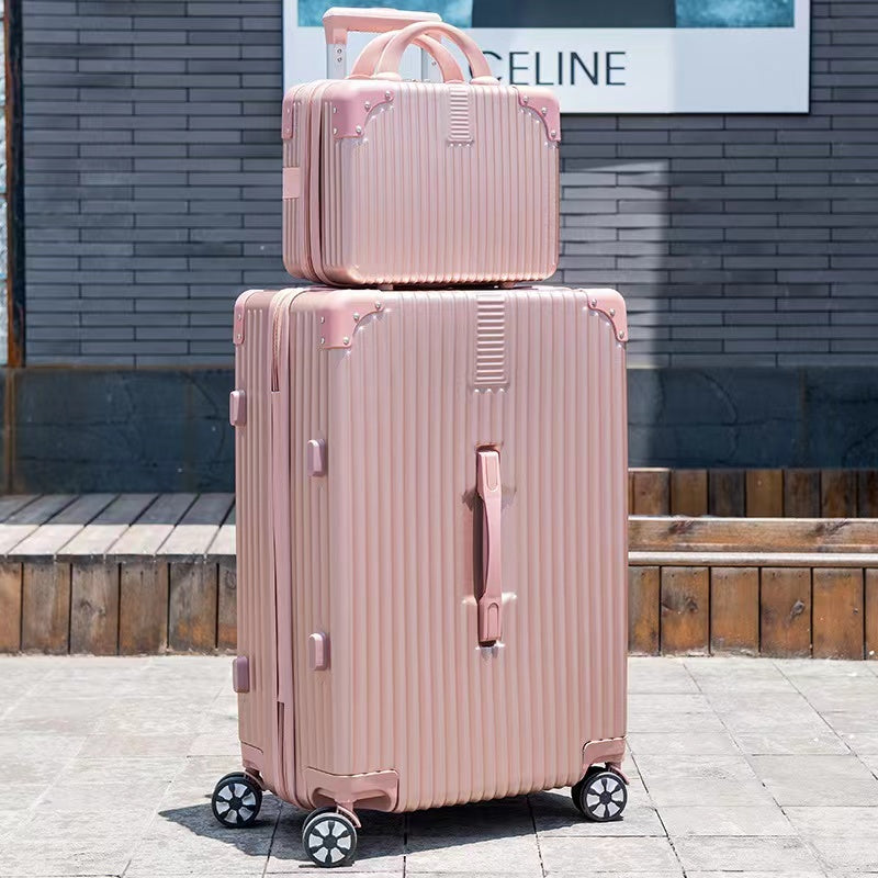 2-Piece Lightweight Spinner Cabin Luggage Set Rose Gold