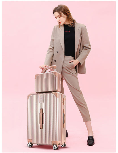 2-Piece Lightweight Spinner Cabin Luggage Set Rose Gold