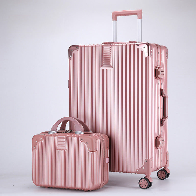 2-Piece Deluxe Tough Carry-On Luggage Set Rose Gold