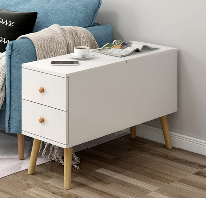 80cm Lift Top Coffee Table with Storage Drawers White