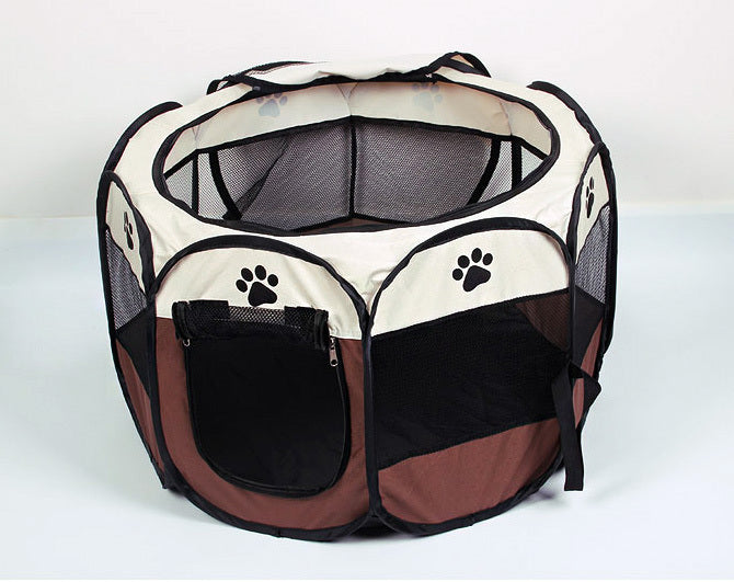 Extra Large Foldable Pet Playpen for Dogs and Cats Chocolate and Cream