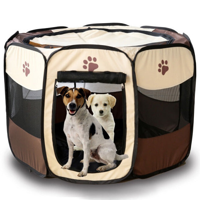 Extra Large Foldable Pet Playpen for Dogs and Cats Chocolate and Cream