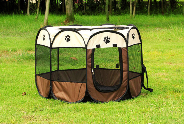 Extra Large Foldable Pet Playpen for Dogs and Cats Chocolate and Cream