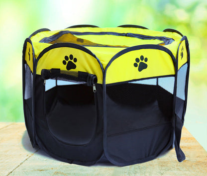 Large Portable Foldable Pet Playpen for Dogs and Cats Black and Yellow