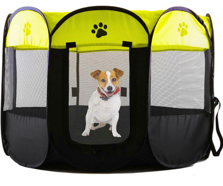 Large Portable Foldable Pet Playpen for Dogs and Cats Black and Yellow